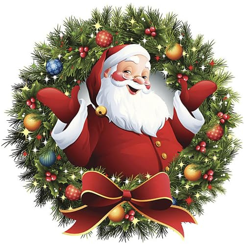 Merry Christmas Cake Topper – Edible Round Image – Available in 5 Inch & 7.5 Inch – Christmas Decorations (5 Inch, Icing Shee)