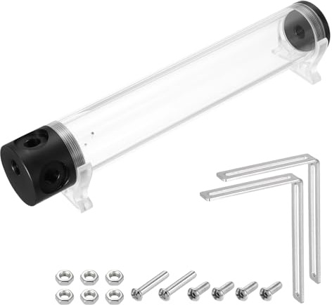 sourcing map Water Cooling Tank G1/4 Thread 50mm x 300mm Cylinder Heat Exchanger Water Cooling Reservoir Radiator Heat Sink 1 in 3 Out for PC Computer CPU