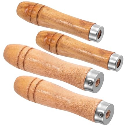 MotiveTech Ensemble de Manches de Limes En Bois, Manches de Limes En Bois Dur à Visser, pour La Menuiserie et Les Gros Outils, avec Manches En Métal pour Tournev, 4 Pièces