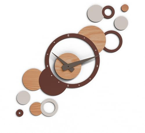 Giallobus - Orologio da Parete Adesivo Modulare Geotime - Bubbles - Legno Mdf - Geotime - 13B_Elm - Orologio da parete moderno - Numeri adesivi 3d - Costruzione modulare