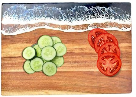 Tabla de cortar de resina de madera, bandeja de doble cara, tabla de cortar con patrón de playa, herramienta de cocina con material duradero, accesorio para servir, tablas de cortar para frutas