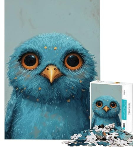 Puzzle de 1000 pièces pour Adultes Ami à Plumes Bleues Jeu de réflexion captivant Jouet addictif pour cultiver la Patience Cadeau Amusant pour Femmes (Taille 50x75cm)