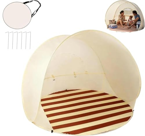 Strandmuschel Baby Uv Schutz 50, 145x145x110cm Strand Mit Tragetasche,Wasserdicht SonnenbestäNdig Atmungsaktiv, Leichte Strandmuschel Zelte FüR 3-4 Personen Outdoor Camping Picknick Garten