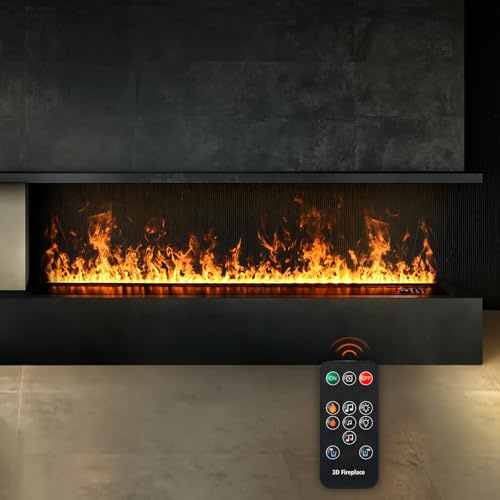 Mexhom Wasserdampf-Kamin, Flamme elektrischer Kamin, 80cm, Keine Heizung | 3D Wasserdampf-Effekt, Für Schlafzimmer, Wohnzimmer, Heimdekor, Haustierfreundlich, Befeuchtung, Einfache Nachfüllung