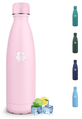 500ML Termisk Vattenflaska, BPA-fri vattenflaska, 18/8 rostfritt stål, läckagesäker termosflaska, rostfritt stål för skola, kontor och utomhusaktiviteter, rosa