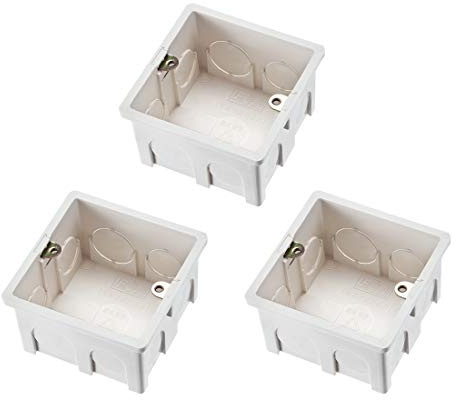 sourcing map Caja de Interruptores de Pared Salida Eléctrica Montaje Empotrado Tipo 86 Una Pista Blanco 3Pcs