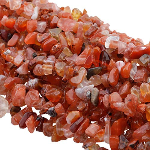 KYEYGWO Irrégulières Perles en Vrac de Chakra Pierres, Petits Gravier pour Bricolage Fabrication de Bijoux Bracelet Collier, 33, Cornaline