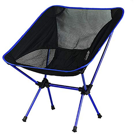 WANGLXFC Tragbar Campingstuhl, Faltstuhl Klappbar Ultraleicht Angelstuhl Klappstuhl Moonchair Camping Hocker mit Rückenlehne, Tragetasche für Angeln, Wandern, Picknick, bis zu 150kg Unisex, Blue