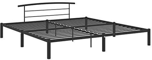 vidaXL Bettgestell Bett Metallbett Schlafzimmerbett Doppelbett Bettrahmen Schlafzimmermöbel Ehebett Lattenrost Schwarz Metall 200x200cm