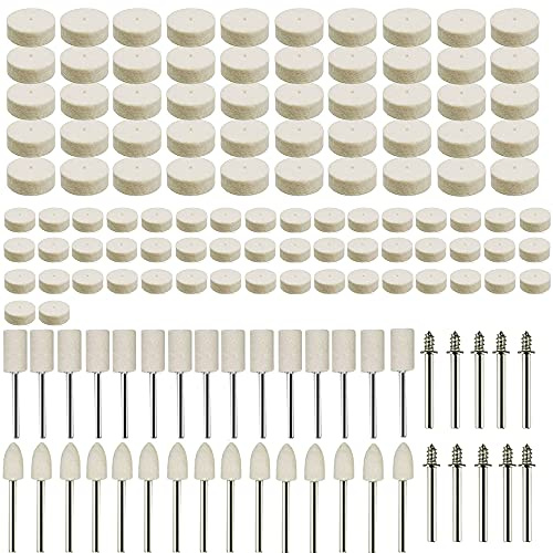 150pcs Roue de Polissage en Laine feutre de polissage Abrasif de Roue Outil Rotatif Avec Tige Métal Feutre de Polissage pour Dremel Accessoires Outils Rotatifs
