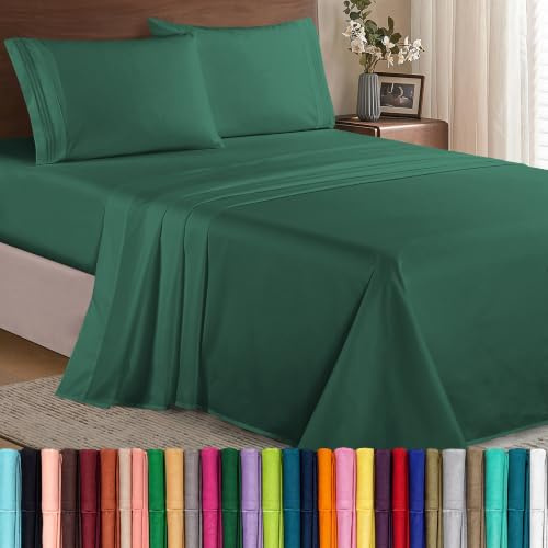 Elegant Comfort Parure de lit 4 pièces en coton égyptien de 1500 fils, douce, de qualité hôtelière haut de gamme, infroissable, plus confortable, drap-housse avec élastique tout autour, poche profonde