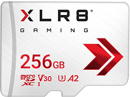 PNY 256GB XLR8 Gaming microSDXC Memory Card - 100MB/s, UHS-I, 4K UHD, Full HD, U3, V30, A2 - Micro SD for Portable Console Gaming on Nintendo-Switch, Steam Deck, Smartphones and Tablets