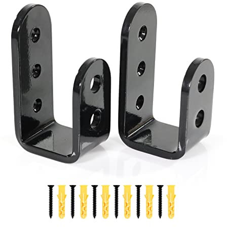 2 x 4 Heavy Duty Door Barricade Brackets (2pcs) Robust U Shaped, Durable Steel Drop Bar Holder for Reinforced Door Jamming | Ideal for Home, Garage, Shed, and Gate Security, with fixings - Clear HUKU