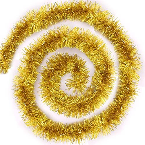 Ghirlanda Artificiale Oro (200 cm, 4 pz.) per Albero di Natale - Decorazione Lucida Metallica, Ornamenti per Porta, Parete, Finestra, Camino
