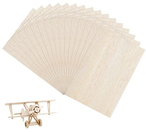 MIVIDE 16stk. Balsaholz Platten 300 x 200 x 3mm, Sperrholzplatte 3mm, Balsaholz Holzplatte Ideal für Basteln, Malen, Schablonen, Innendekoration