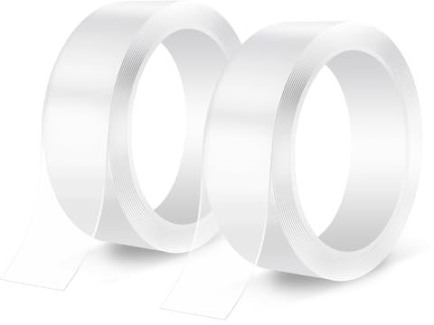 SANLI TAPE Doppelseitiges Klebeband Extra Stark Nano Klebebänder Transparent Ablösbar Klebestreifen Spurloses Wiederverwendbares Klebeband für Teppich, Fotorahmen, Küche (1mm×3cm×3m)