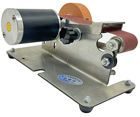 Jieotwice Mini Ponceuse à Bande étanche, Petite Affûteuse électrique étanche, Polisseuse à Angle Fixe, Affûteuse de Lame AC100-240V 100W 330x30MM
