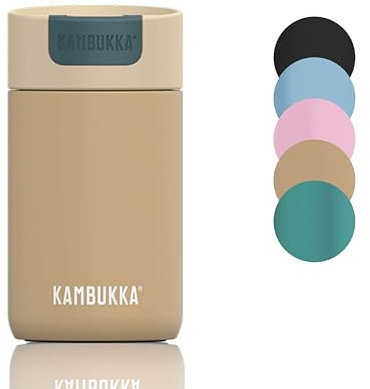 Kambukka Olympus 300ml / 10oz Stainless Steel Travel Mug, Thermal Insulated Coffee Mug for Hot and Cold Beverages, Leak-Proof with Non-Slip Base and Snapclean Technology - Latte