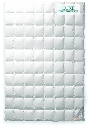 Aura® Luxus Ganzjahres Daunendecke 135x200 cm | Luxe 90% ungarische Gänsedaunen Klasse I | Oeko-TEX® Standard 100 | Allergikergeeignet Luxus Bettdecke für alle Jahreszeiten