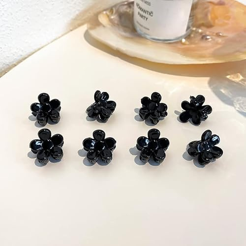 XINGNIAO Set mit 20 schwarzen Mini-Haarspangen, geflochtenen Spangen und Pony-Clips, exquisiten Seitenclips, Kopfschmuck (Schwarze Blume)