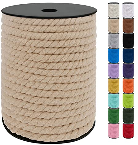 Uiopa Makramee Garn 8mm x 40m, Baumwollkordel 8mm Baumwollseil Dickes Kordel, Macrame Cord für Makramee Wandbehang, Hängepflanze, DIY Basteln, Hochzeitsbogen, Traumfänger (Helles Kaffee)