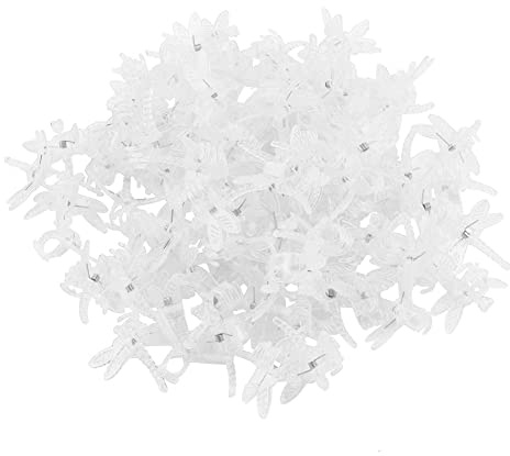 Lwuey 100 Stück Libelle-Design Orchideen-Klammern | Transparent | Pflanzenclips Aus strapazierfähigem Kunststoff, schonende Pflanzenstütze für Orchideen, Reben & Blumen im Garten