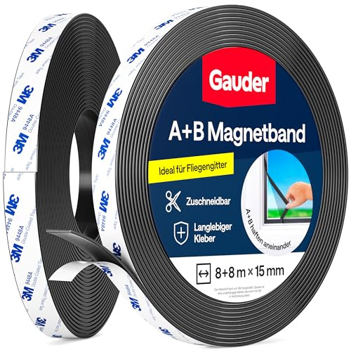 GAUDER A+B Magnetband selbstklebend, Magnetstreifen Fliegengitter (8+8 m)