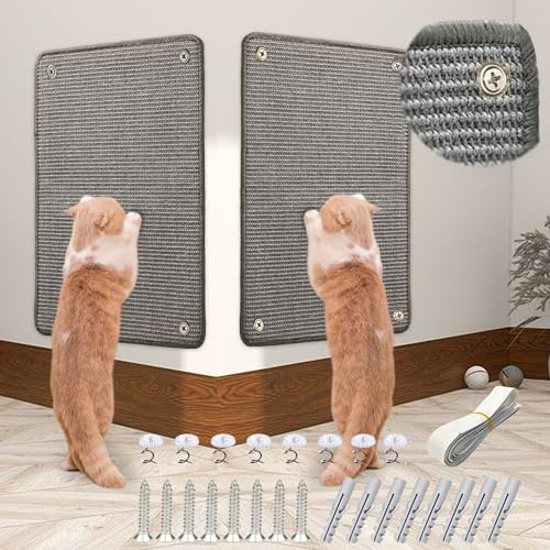 JanYoo Kratzmatte für Sofa, Katzenkratzschutz, Sisal für Katzen, Kratzmatte, Teppich, Möbelschutz, Grau, 2 Stück