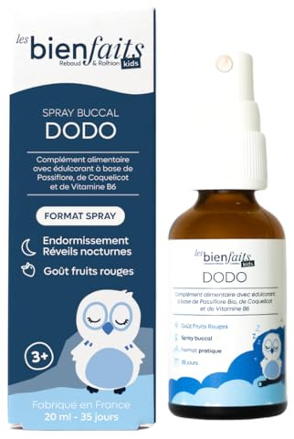 SPRAY DODO KIDS | Action rapide | Dès 3 ans | Contribue à Améliorer la qualité du sommeil | Gout Fruits Rouges | Passiflore, Coquelicot, Vitamine B | Sans sucre ajouté & sans alcool | 35 jours
