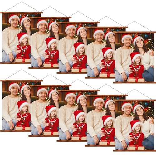 Thyle 10 Pack Magnet Poster Hanger Frame 20x28 20x30 20x24 Light Pine Wood Magnetic Rails Hanging Frame with Rope Magnet Poster Hanger for Photo Picture Print Map (Brown,20 Inch)