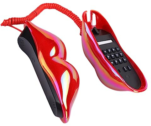 Ciieeo Téléphone Créatif à Lèvres Rouges en Abs Léger Design Élégant Rouge, pour Décoration Maison et Accessoires Originaux