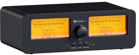 Fosi Audio LC30 VU Meter Amplificador Caja Selectora de Altavoz, Conmutador de Audio Analógico de 2 vías para Amplificadores Estéreo HiFi y Componente de Audio Doméstico con Control Remoto