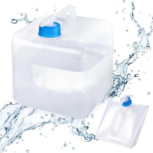 Riisoyu Wasserkanister Faltbar, 10L Wasserbehälter Mit Hahn und Tragegriff BPA-frei Langlebig tragbar Faltkanister Trinkwasser Trinkwasserkanister für Wandern Klettern Outdoor BBQ Camping und Picknick