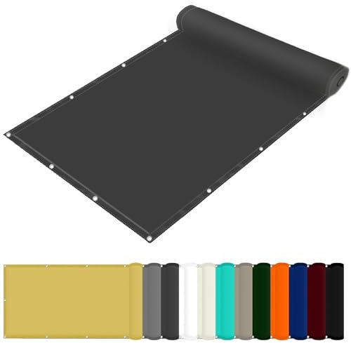 Sonnenschutznetz 140 x 320 cm PES Windschutz Sonnensegel Balkon Uv-Schutz-Polyestergewebe mit Seil Sonnenschutz für Garten Terrasse Und Balkon, Dunkelgrau