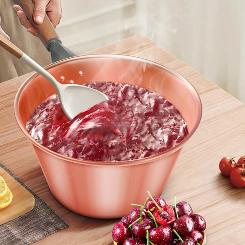4.7-Quart Handmade Pure Copper Jam Pot - 2.5mm Thick Solid Copper Pot for Gourmet Cooking
