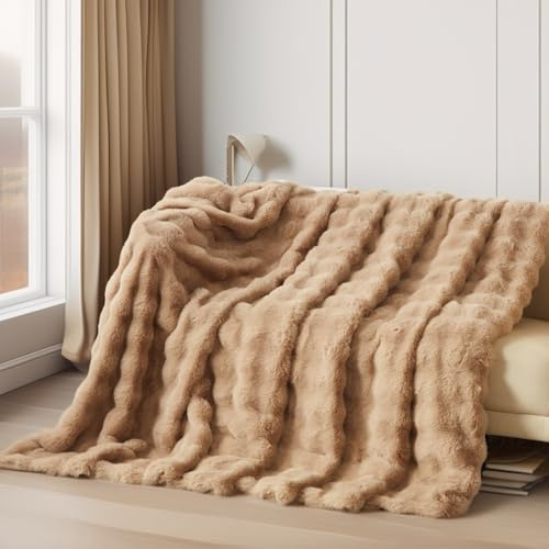 Boqingzhu Kuscheldecke Beige Braun Khaki 150×200cm Flauschig Warm Weich Dick Sofadecke Couchdecke Wohnzimmer Decke Plüschdecke