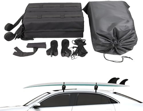 Dachträger – tragbarer Dachträger, weicher Dachgepäckträger | Rutschfester Kajak-Dachträger aus Leder und Perlenbaumwolle, ohne Dachträger, Reisezubehör für Kajak, Surfbrett, Kanu, Snowboard (schwarz)