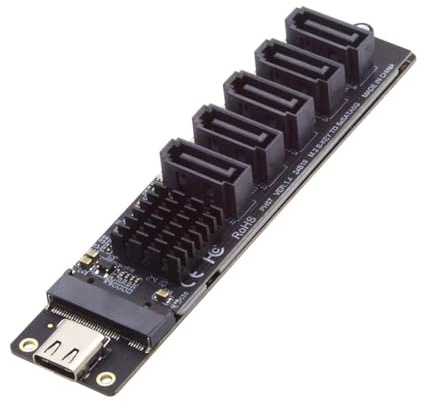 chenyang USB 3.1 Gen 2 zu 5 SATA 3.0 Port Multiplikator Erweiterungskartenadapter für Motherboard Sata Festplatte Port Erweiterung mit JMB575 JMS580 Chipsatz