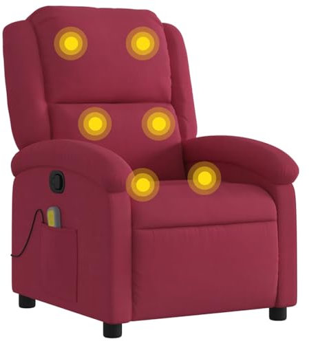 Hommdiy Massagesessel Weinrot Samt,Wohnzimmer relaxsessel,Massage Sessel,Relax Chair,Elektrischer Massagestuhl