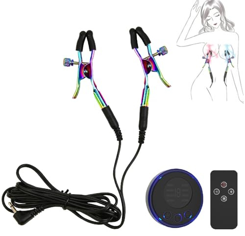 Hmxseu Elektroschock Brustklemme Edelstahl Sexuelle Elektrostimulation Klitoris Penis Klammern BDSM Flirt Spielzeug mit Fernbedienung Elektro Shock Nippelklemmen Nippel Bondage Sex Toys für Paare