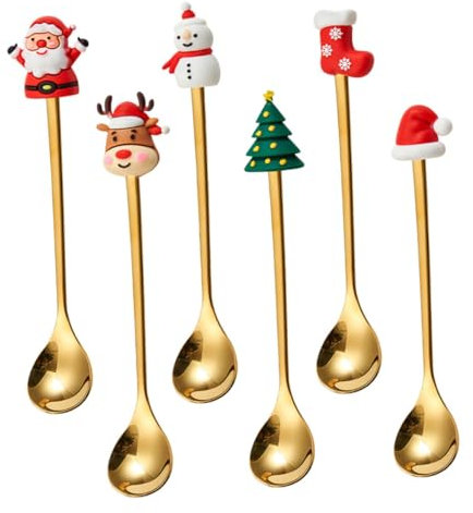 PRETYZOOM 6stücke Weihnachten Löffel Edelstahl Kaffeerührlöffel Eislöffel Haushaltslöffel Löffel Zum Mischen Für Kaffee Honig Getränke Und Kuchen