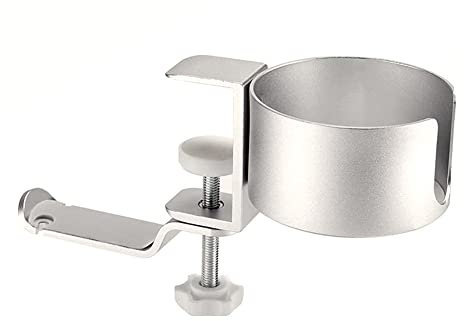 Okeeyseda Portavasos de Escritorio, 2 en 1 Portavasos de Escritorio con Colgador de Auriculares, Portavasos Antiderrames para Escritorio o Mesa Plateado