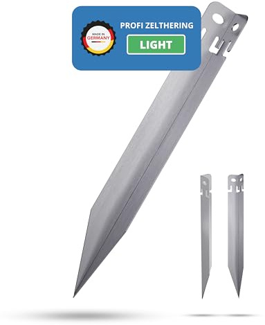 ID33® Profi Zelthering Light aus Edelstahl V2A – Sicher, stabil & rostfrei – Perfekter Halt für Trekking, Backpacking & mehr – Made in DE (12)
