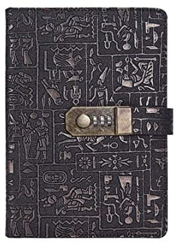 GOOPEEG Notizbuch Nachfüllbar Tagebuch Password Vintage Egiziano Notebook PU Journal 200 Pagina Con Segnalibro Striscia, Cancelleria Per Ufficio Blocco Note Reisetagebuch Universitäts Notizen(A5)