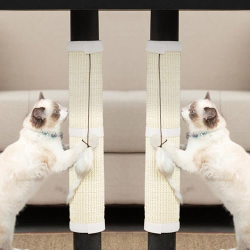 JanYoo 2 Stück Katze Kratzschutz Katzenkratzmatte Möbelschutz Pet Tischbein Katzenkratzer Kratzmatte für Katze Cat Scratcher Katzenkratzmatte Sofa Kratzbrett 50×25 cm (Weiß