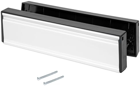 ZAVIA Letter Plate 12'' with Metal Flaps | Internal & External Letterbox Plate for 40-80mm Thick Doors | Postal Letterplate with Draught Excluder for UPVC Midrail & Composite Doors (White, 40-80 mm)