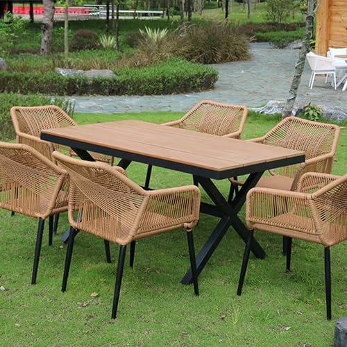 Gartenmöbel-Set mit Rattan-Stühlen, modernes Aluminium-Garten-Ess-Set, Gartentisch und Stühle, Balkonmöbel-Set für Terrasse, Balkon