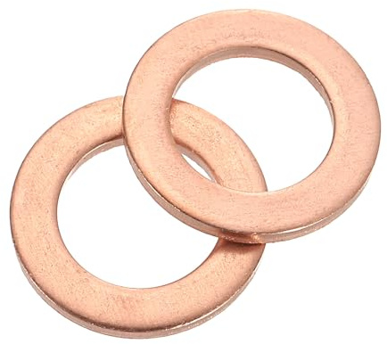QUARKZMAN Arandela Plana, 16 Pcs Anillos Planos de Cobre M10, 16mm OD, 1.5mm de Espesor Kit de Surtido de Sellos de Anillo, Junta de Sellado Metálica para Tornillos, Pernos y Tuercas
