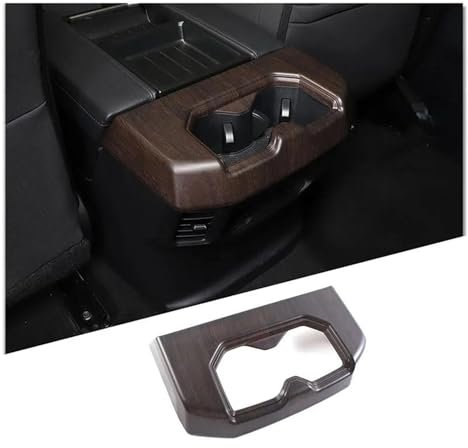 WEFOLEN Car Interior Sticker ABS Car Rear Drainage Cup Holder Decorative Frame Sticker For Toyota For Tundra For Sequoia 2022 2023(Oak wood grain)