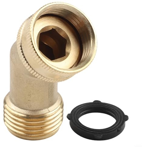 MeevrgR Tubo da giardino a gomito in ottone a 45°, filettatura da 3/4, resistente, 58-3, flusso d'acqua senza pieghe, per giardini, camper e uso esterno (1 pezzo)